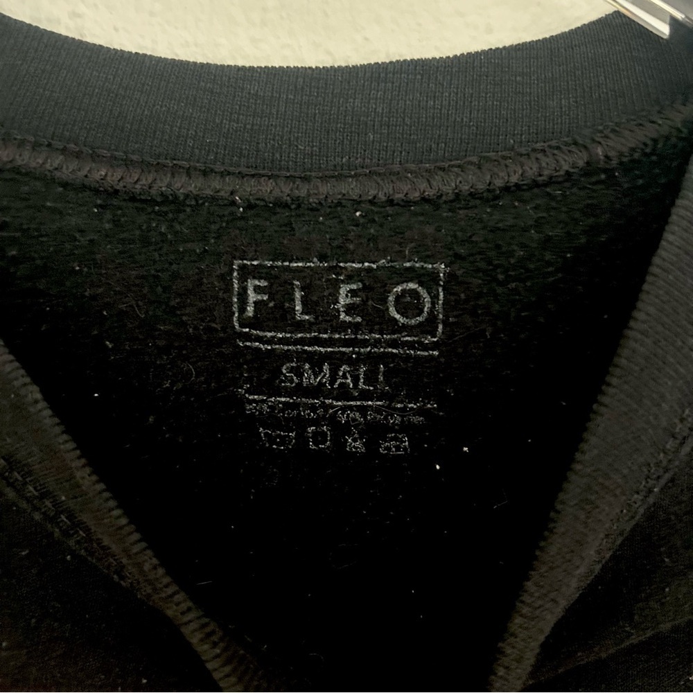 FLEO Leopard Logo Sweatshirt Top Black Cotton Fitness Activewear Size Small - Picture 6 of 9